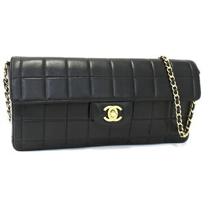 Chanel Chain Shoulder Bag Clutch Chocobar Coco Mark Lambskin Black